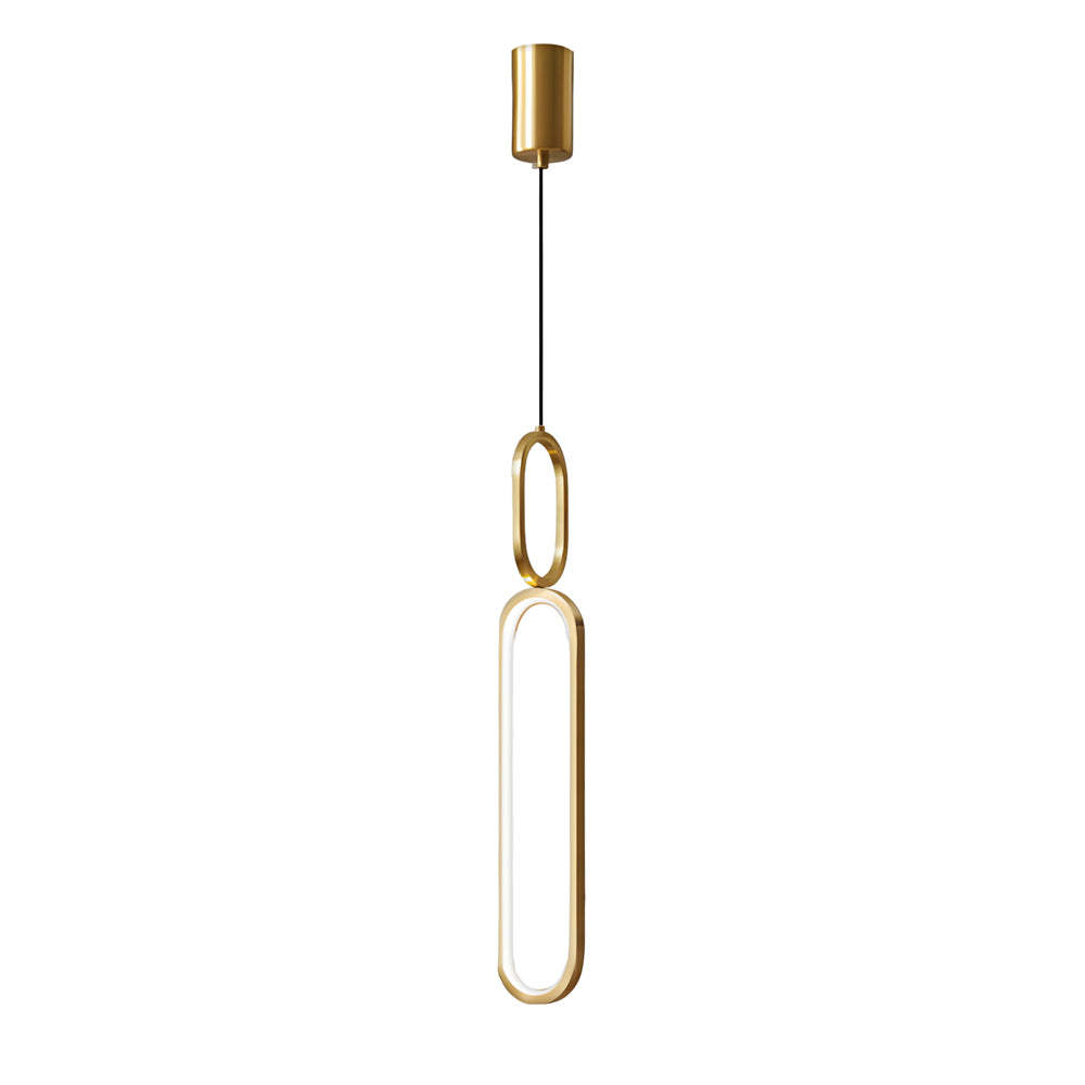 Minimalist Long Oval Ring LED Copper Modern Pendant Light
