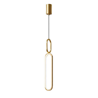 Minimalist Long Oval Ring LED Copper Modern Pendant Light