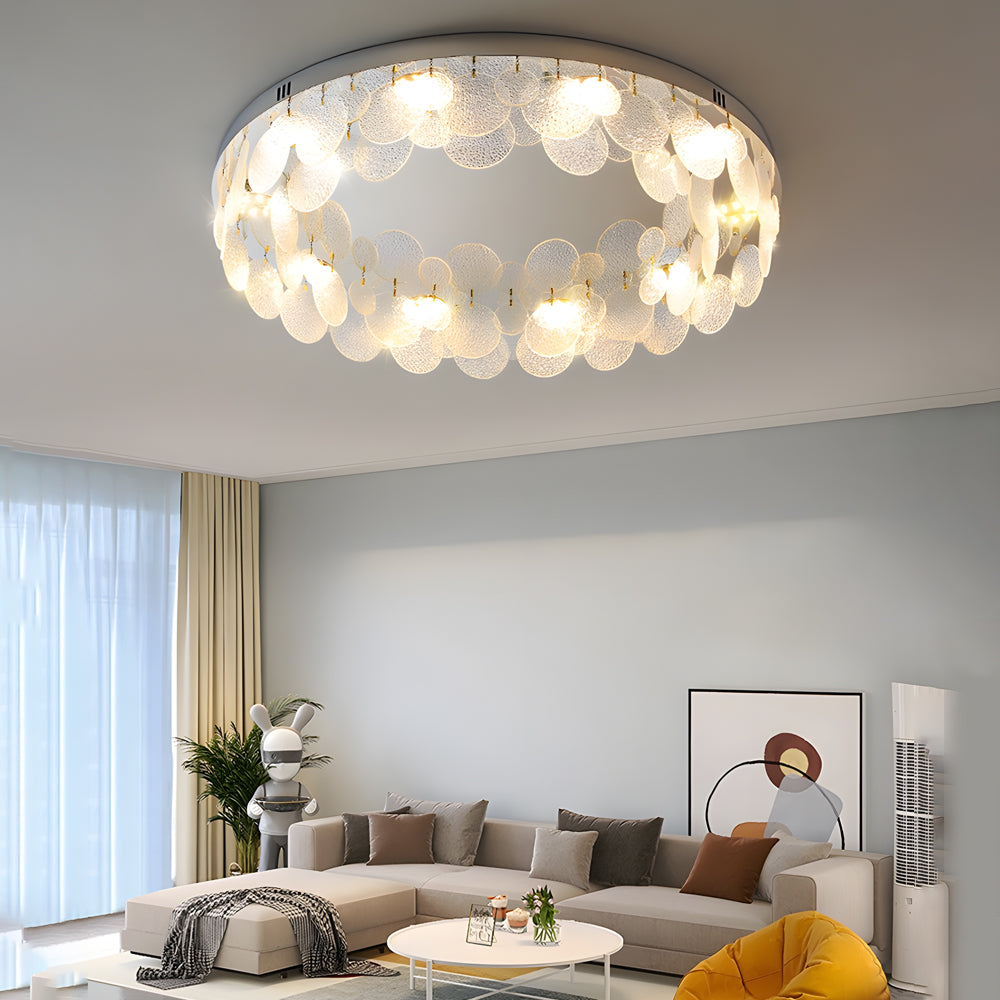 White modern small ash flush mount lighting — 15.7"