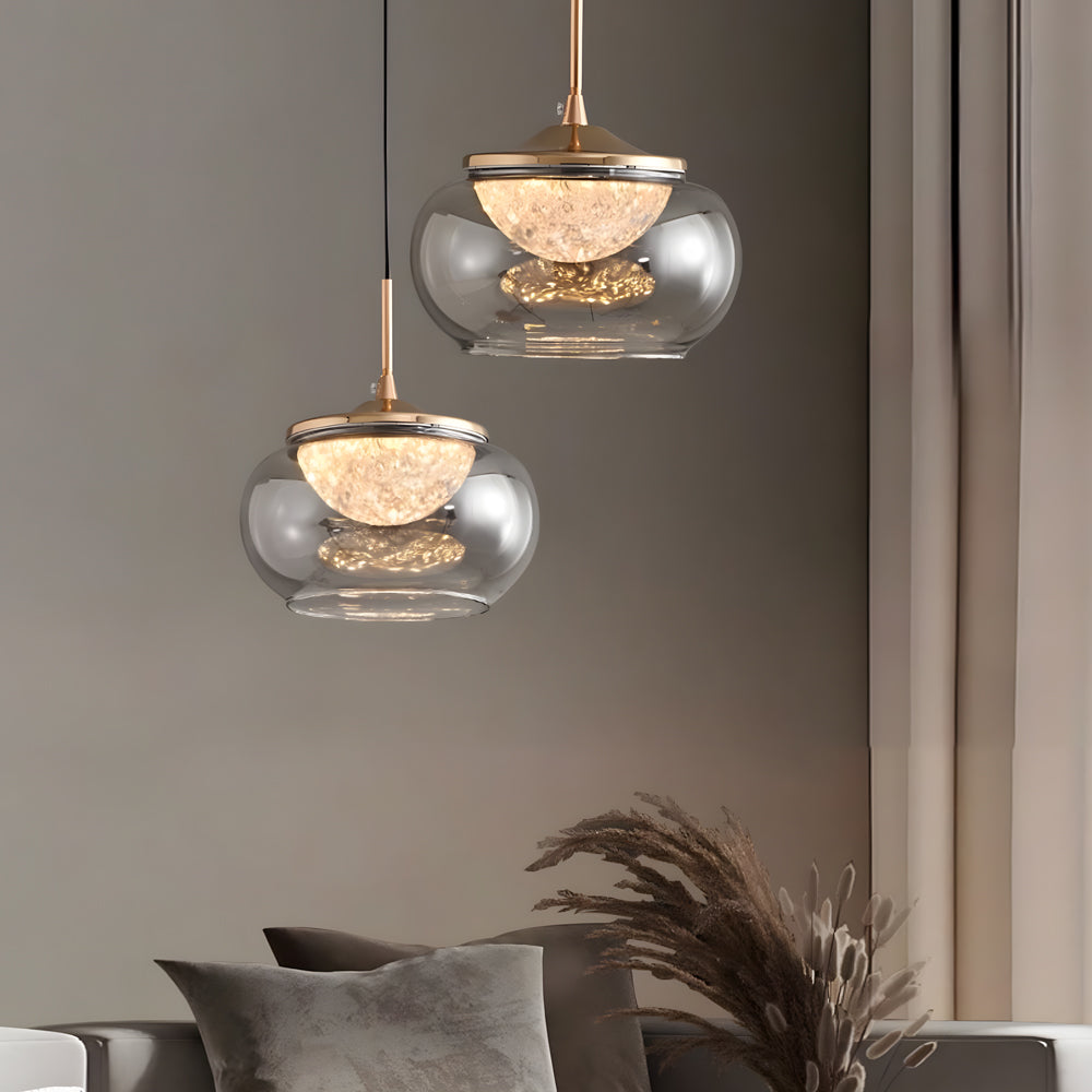 White acrylic glass synthetic candy jar pendant lighting - modern