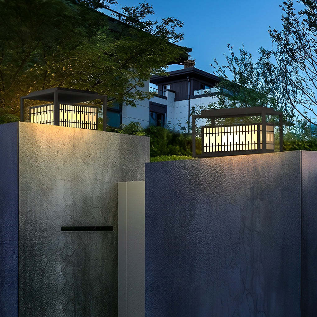 Square Vintage Design LED Waterproof Traditional Outdoor Pillar Lights-Lighom