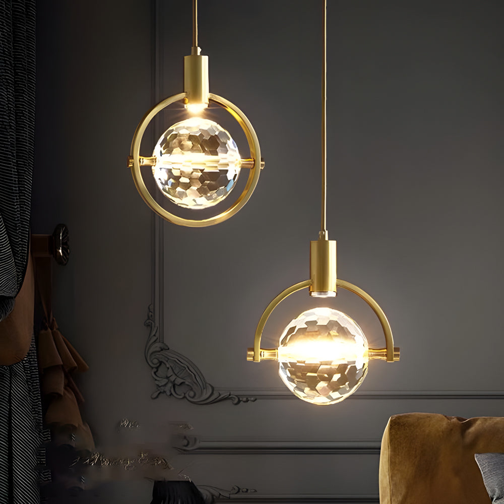 Semicircle Crystal Ball LED Modern Hanging Light