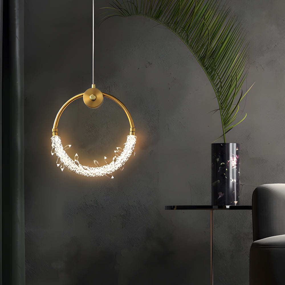 Ring LED Crystal Small Bedside Pendant