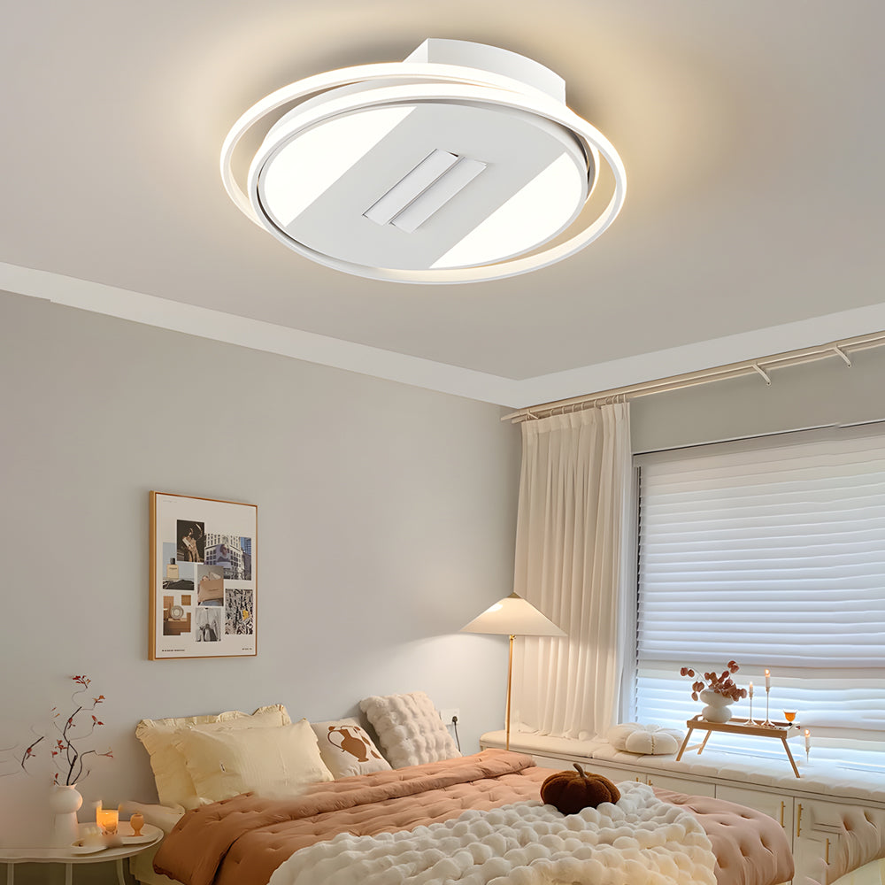 Square Round Stepless Dimming LED Mute White Modern Bladeless Ceiling Fans-Lighom