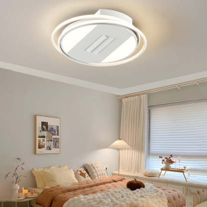 Square Round Stepless Dimming LED Mute White Modern Bladeless Ceiling Fans-Lighom