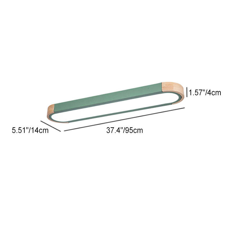 Scandinavian Long Oval Iron Flush Mount Light
