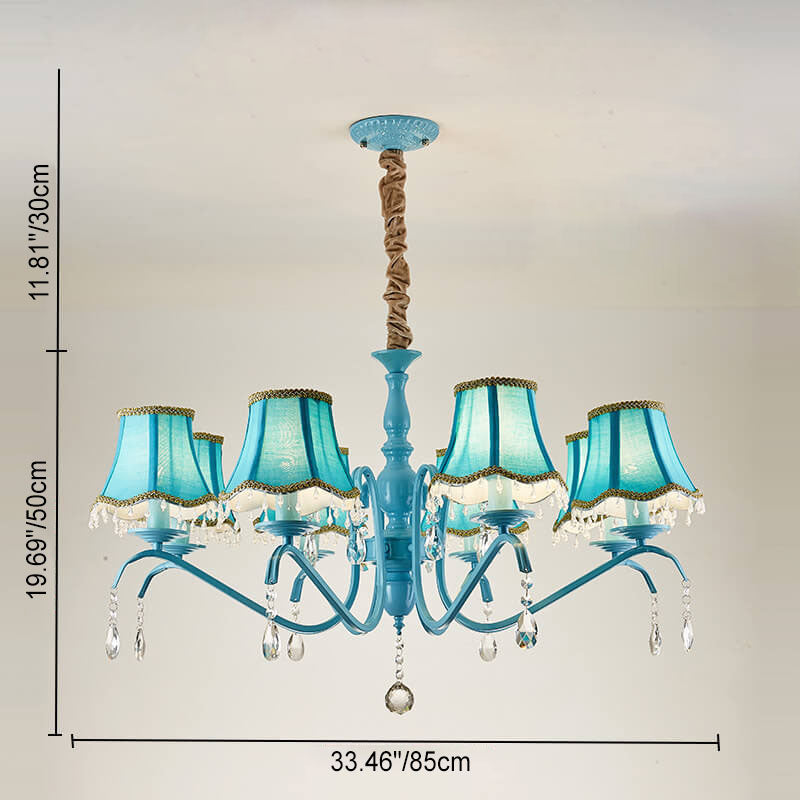 Modern Cone Iron Crystal Fabric Chandelier