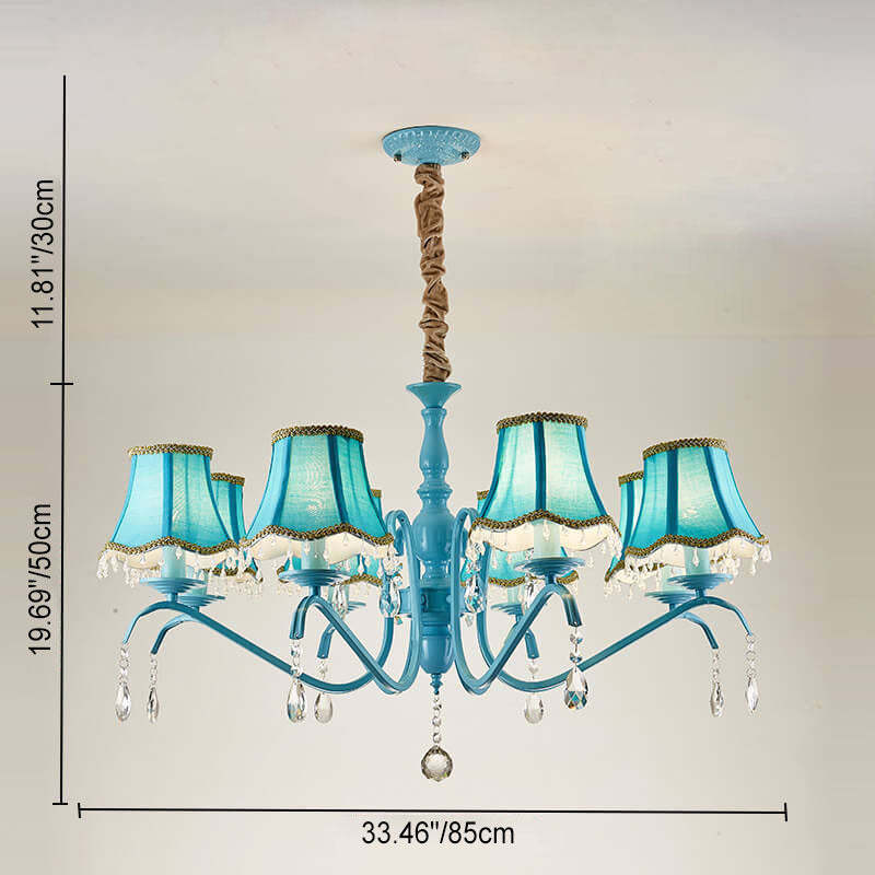 Modern Cone Iron Crystal Fabric Chandelier