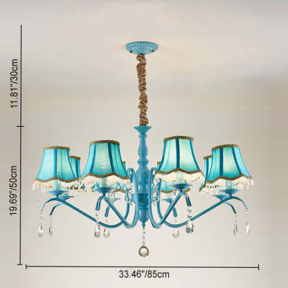 Modern Cone Iron Crystal Fabric Chandelier