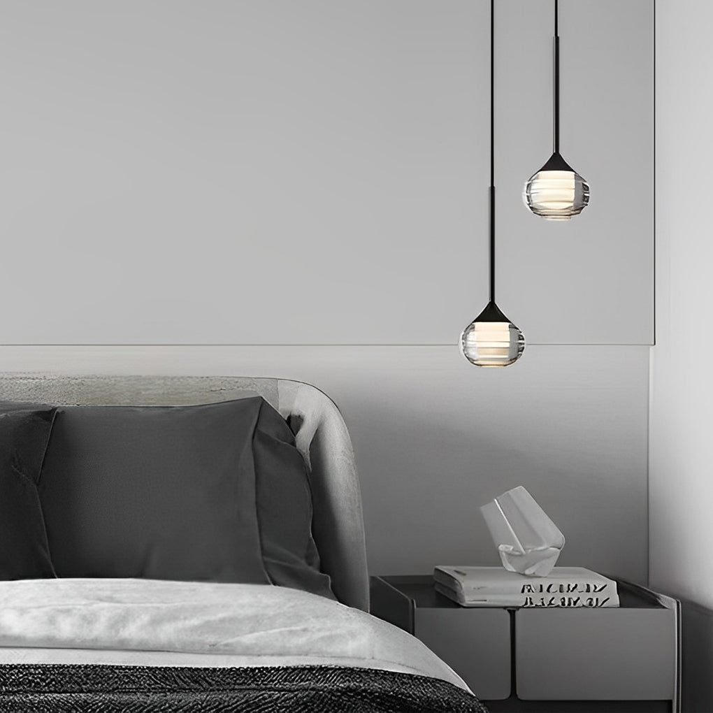 Black acrylic ball threaded pendant lighting - creative — 2-Light
