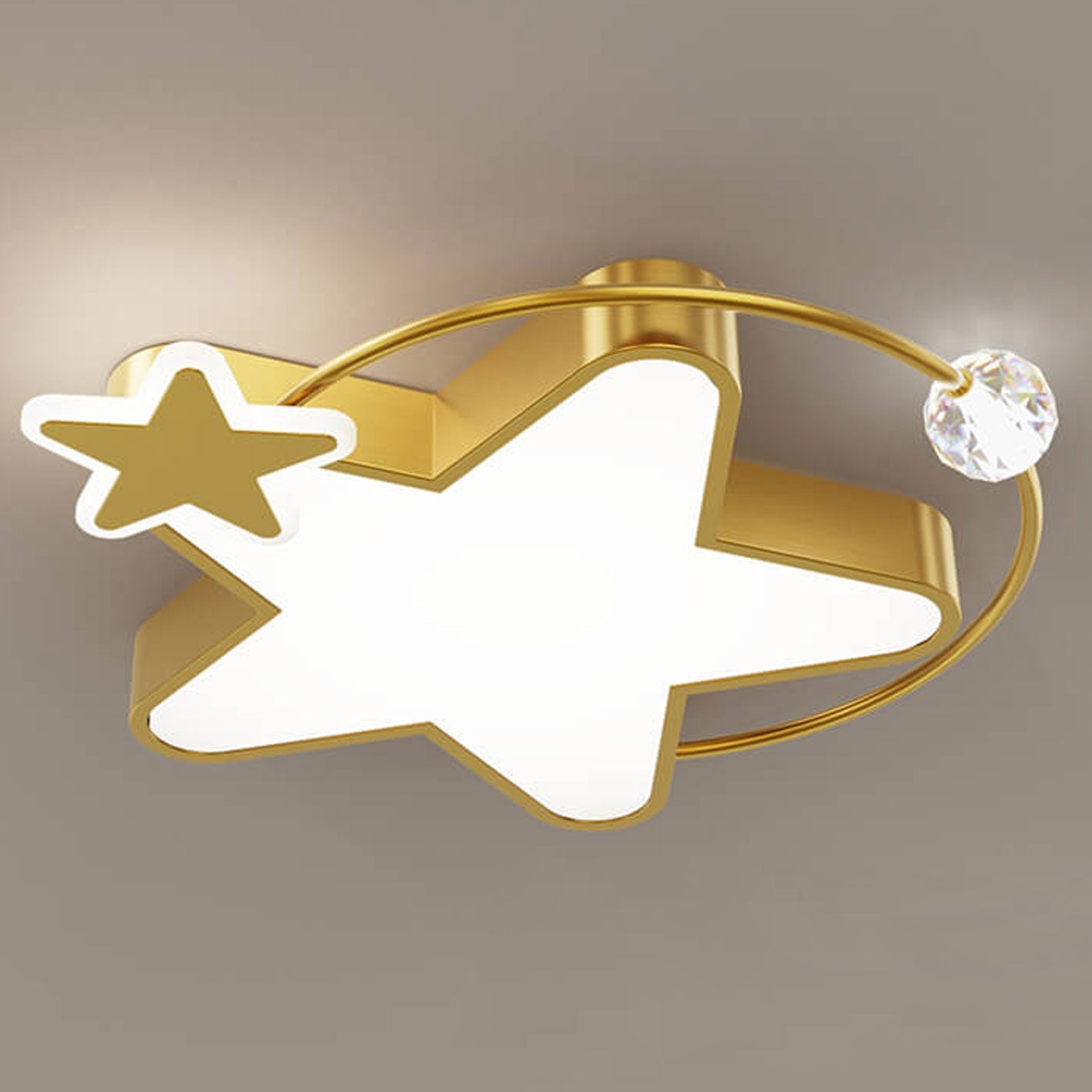 Nordic Star Moon Copper Crystal LED Flush Mount Light — Star - 36W / Black / 110V-120V For US/CA