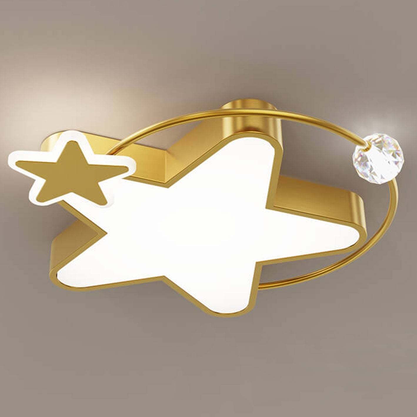 Nordic Star Moon Copper Crystal LED Flush Mount Light