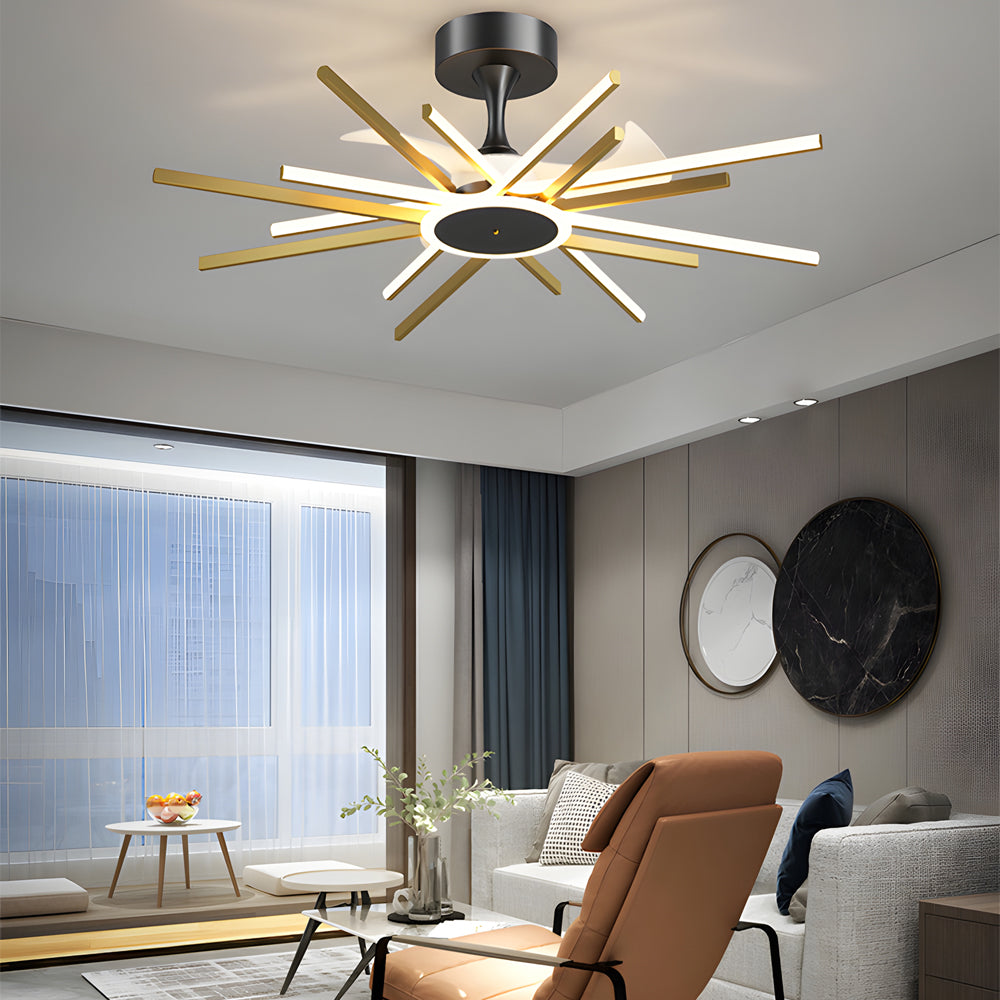 Spiral Linear Modern LED Silent Black Gold Ceiling Fan