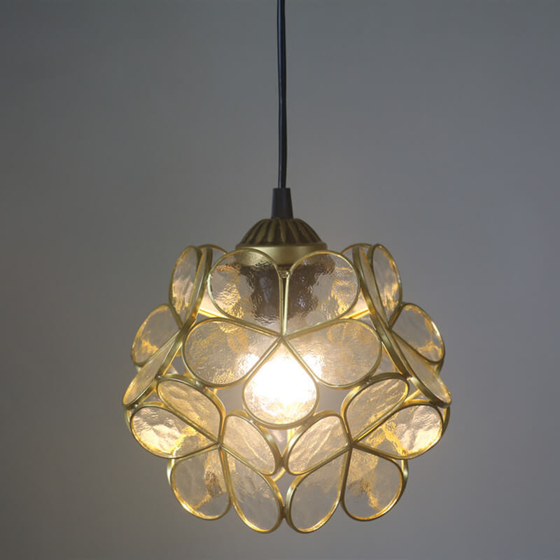 Vintage Stained Glass Petal Pendant Light