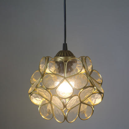 Vintage Stained Glass Petal Pendant Light