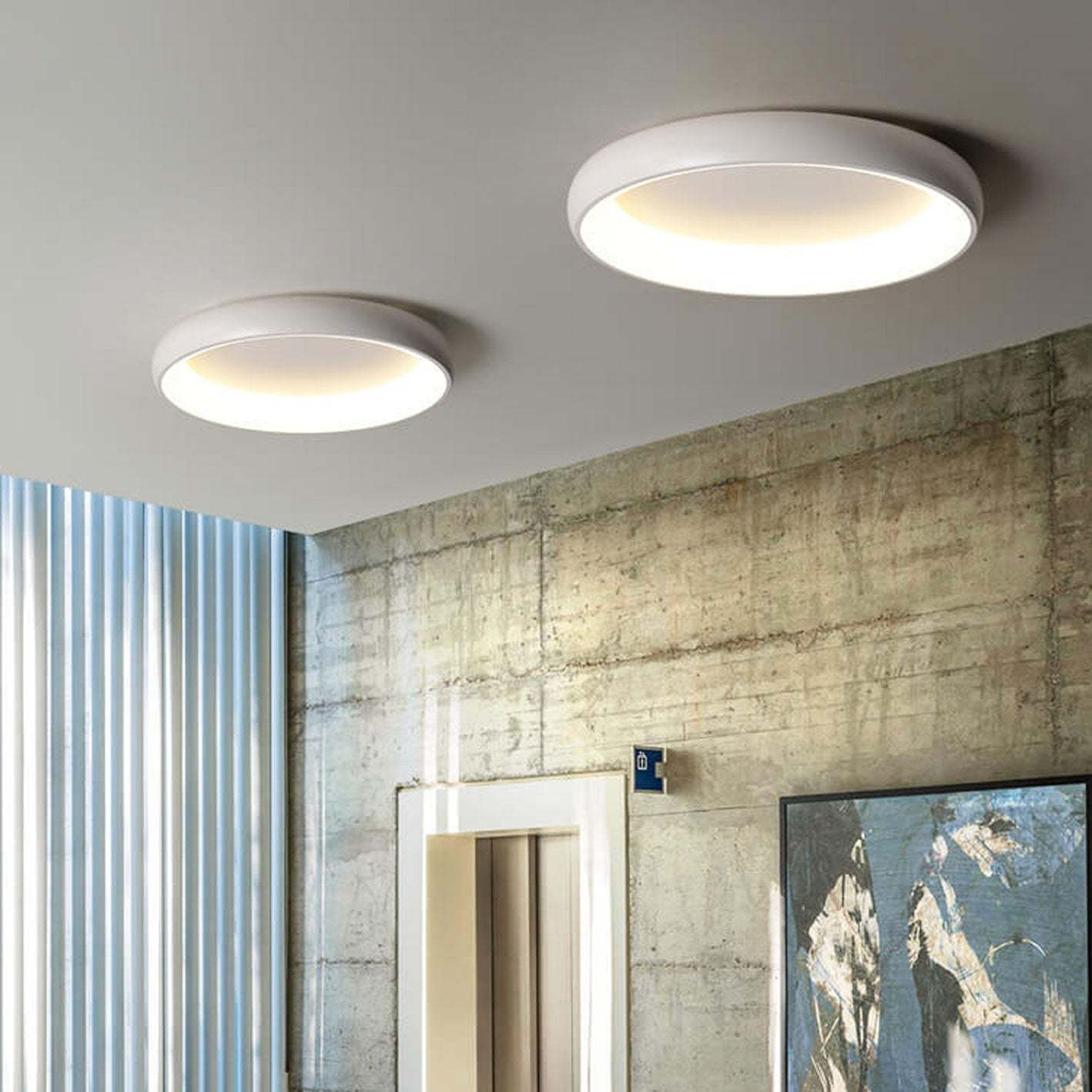 Minimalist Round Aluminum Acrylic LED Flush Mount Light