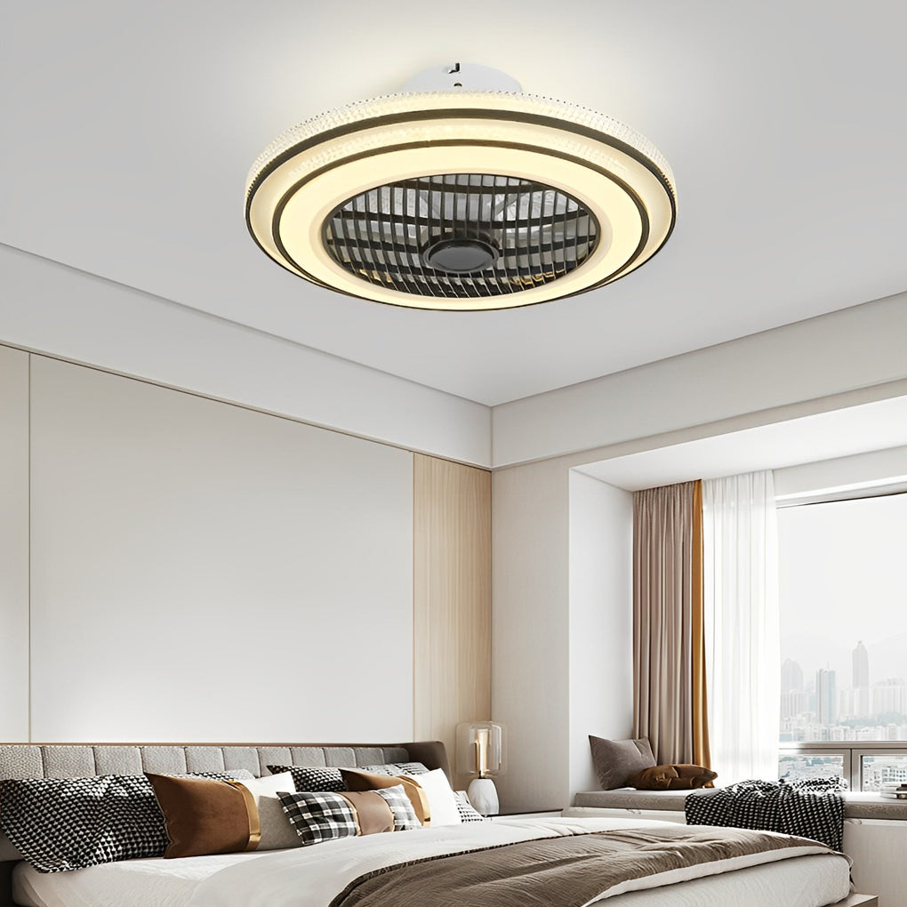 Lighom modern intelligent decor black ceiling fans — Matte Black