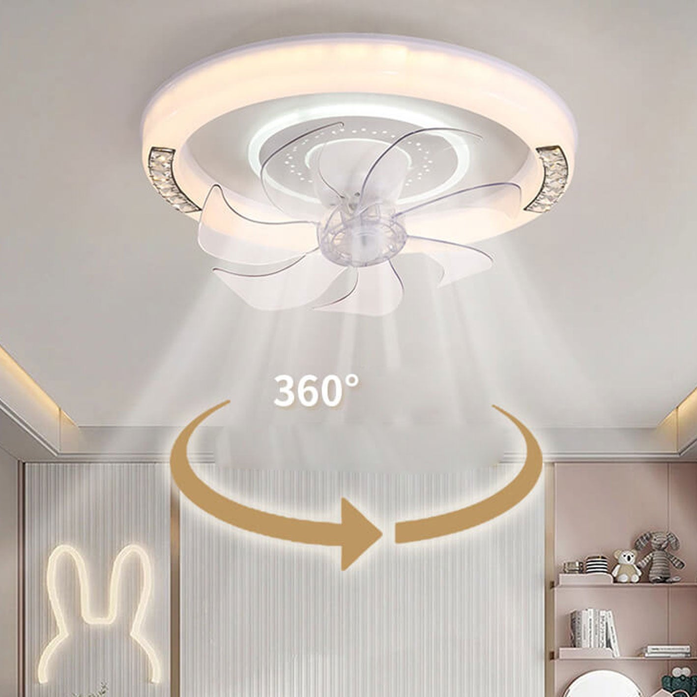 Minimalist Acrylic Round Smart LED Flush Mount Fan Light