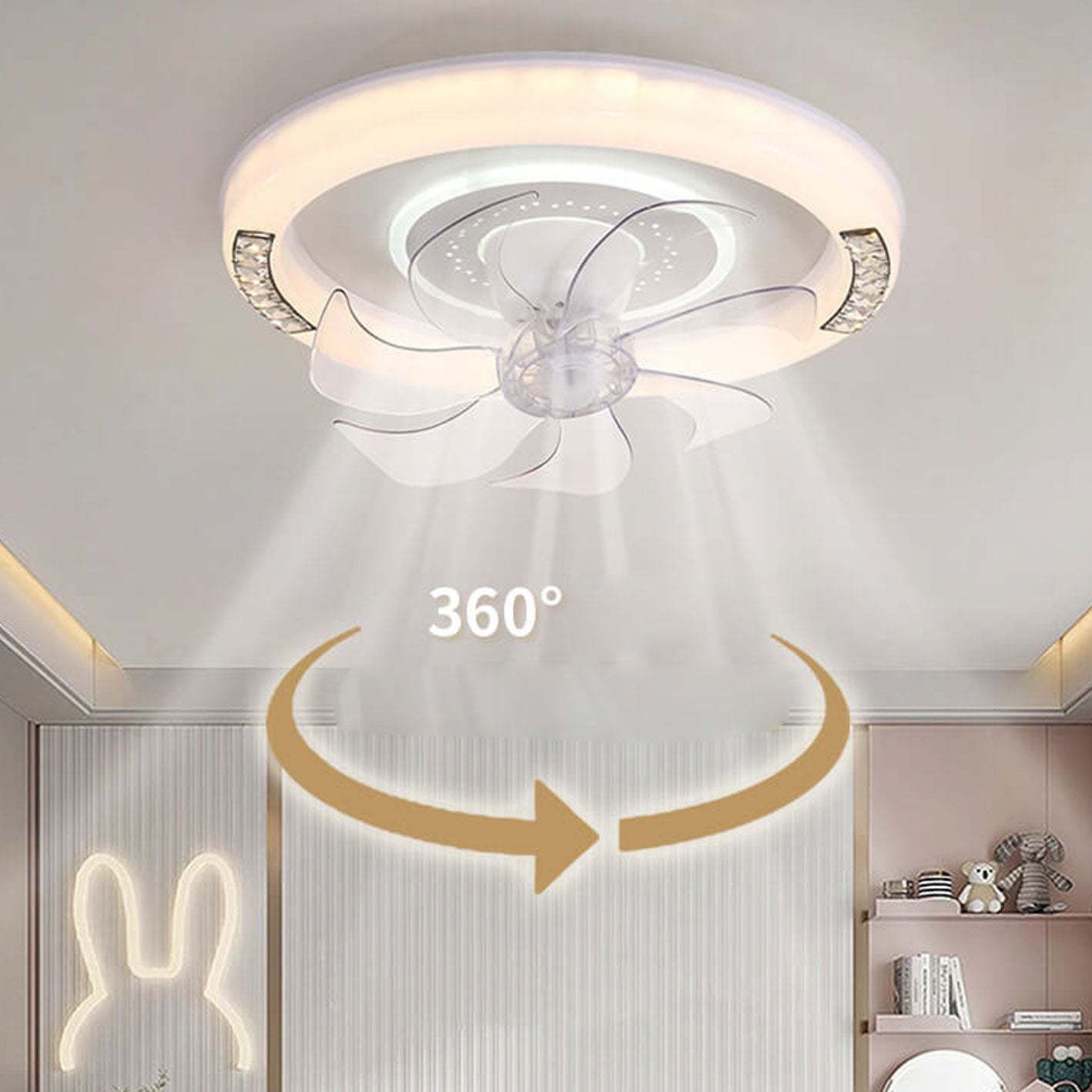 Minimalist Acrylic Round Smart LED Flush Mount Fan Light
