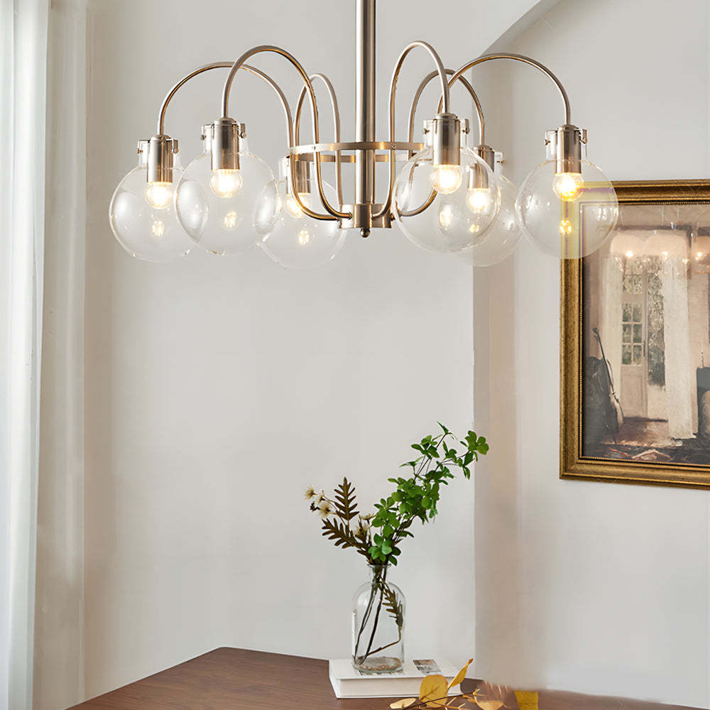 Glass Globe Indoor Nickel Chandelier