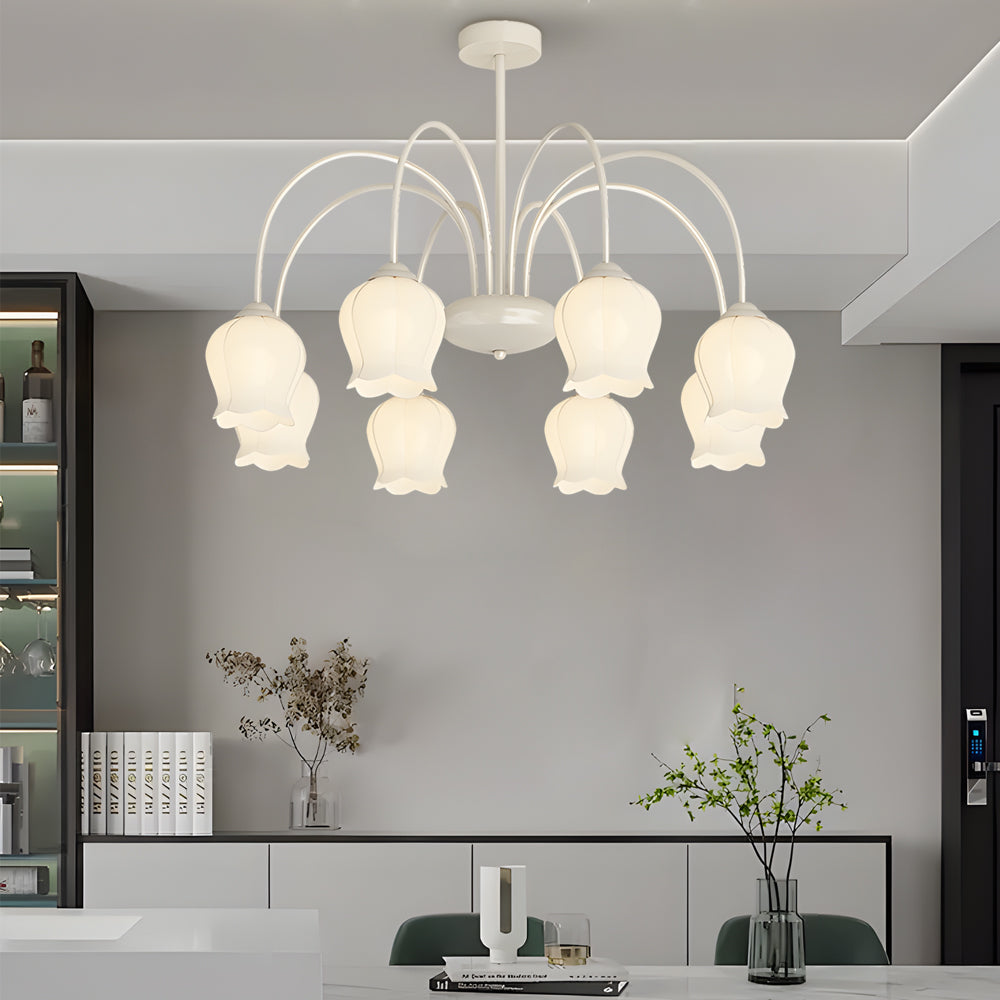 8-Head Pastoral Bell Orchid Flower French Chandelier