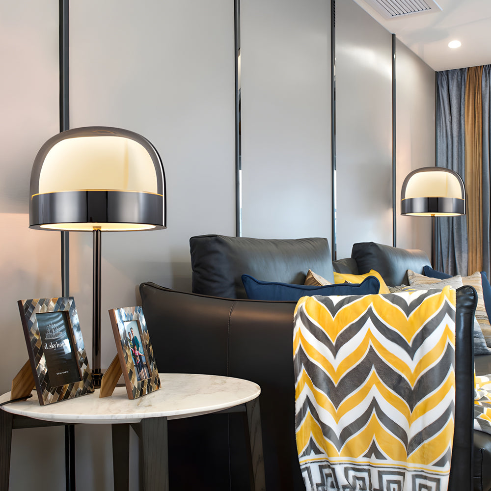 Modern ambient dome gold glass table lamps, Lighom — Matte Black