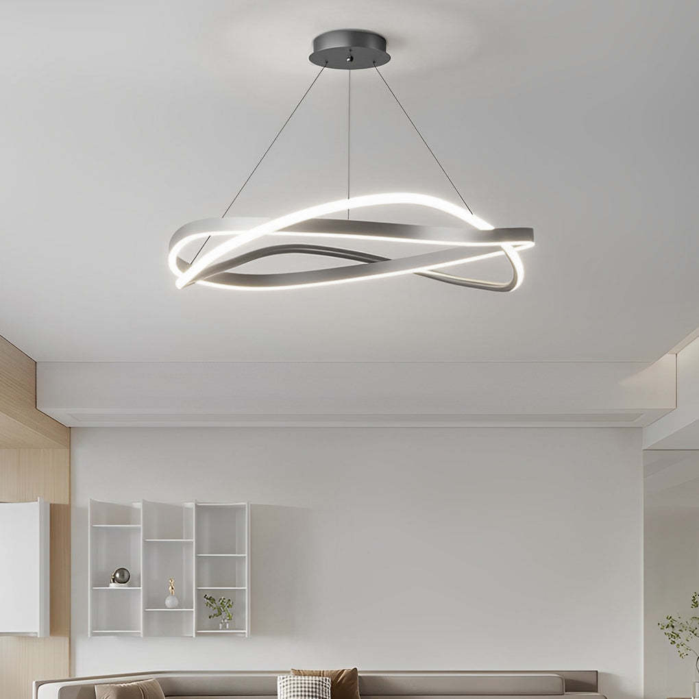 Circular Wave Ring Dimmable Minimalist Nordic Chandelier — 22'' / Black