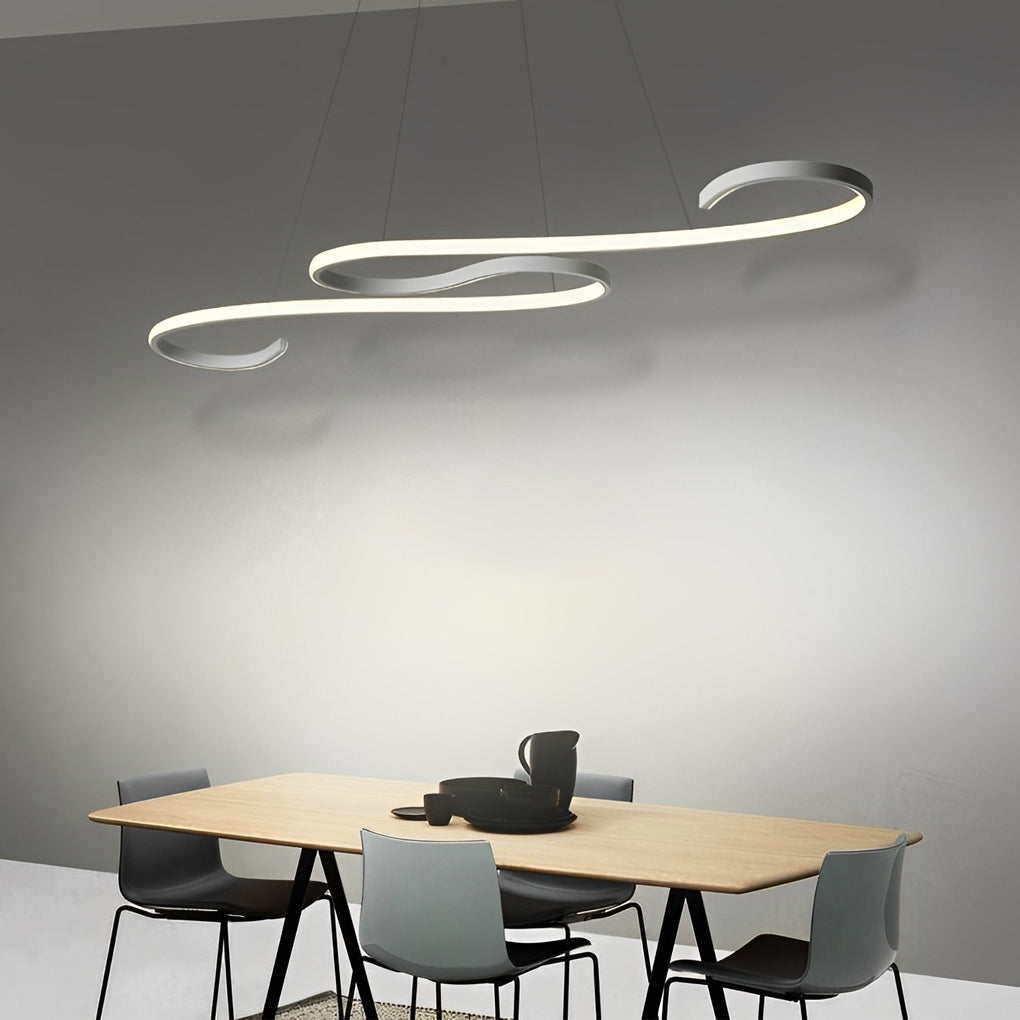 Wavy Line Dimmable LED White Minimalist Chandelier