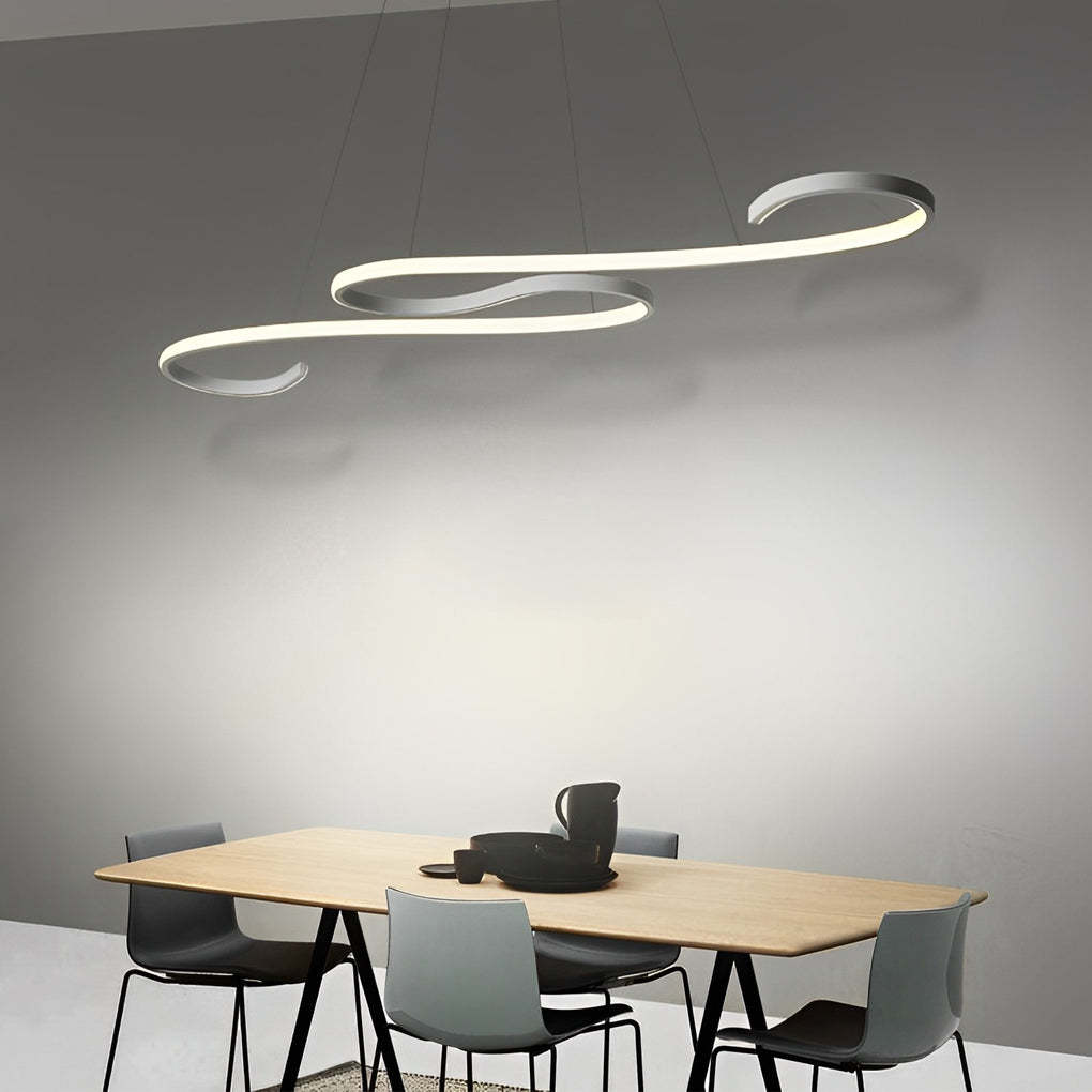 Wavy Line Dimmable LED White Minimalist Chandelier