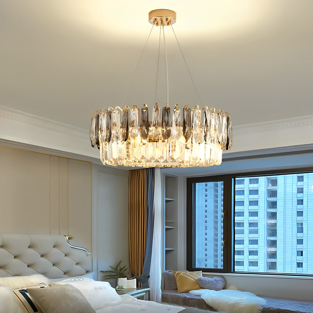 Double Layer Plated Crystal Gold Modern Chandelier