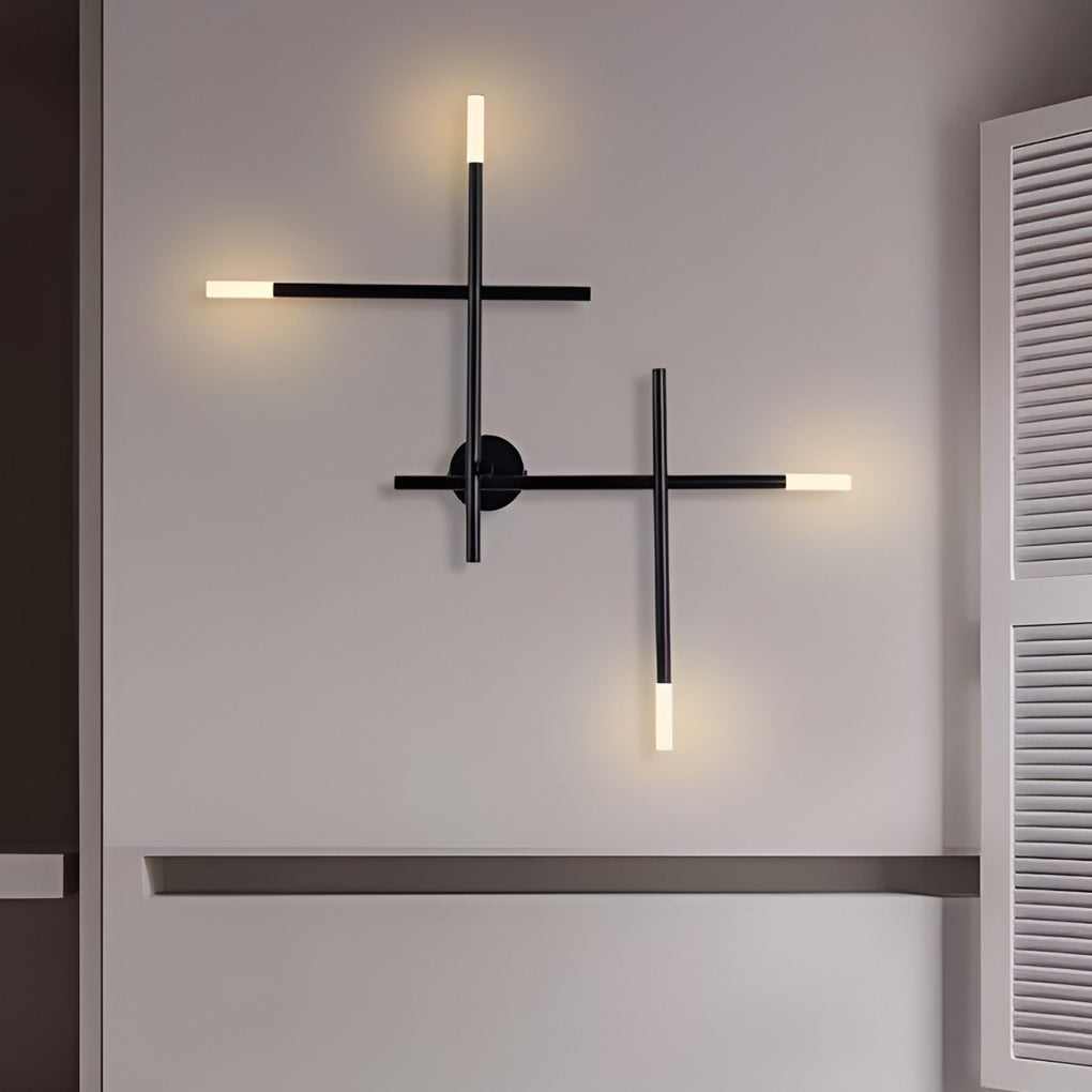 Modern strip geometric black copper led wall lights, Lighom — 26" / Cool White (6000K)