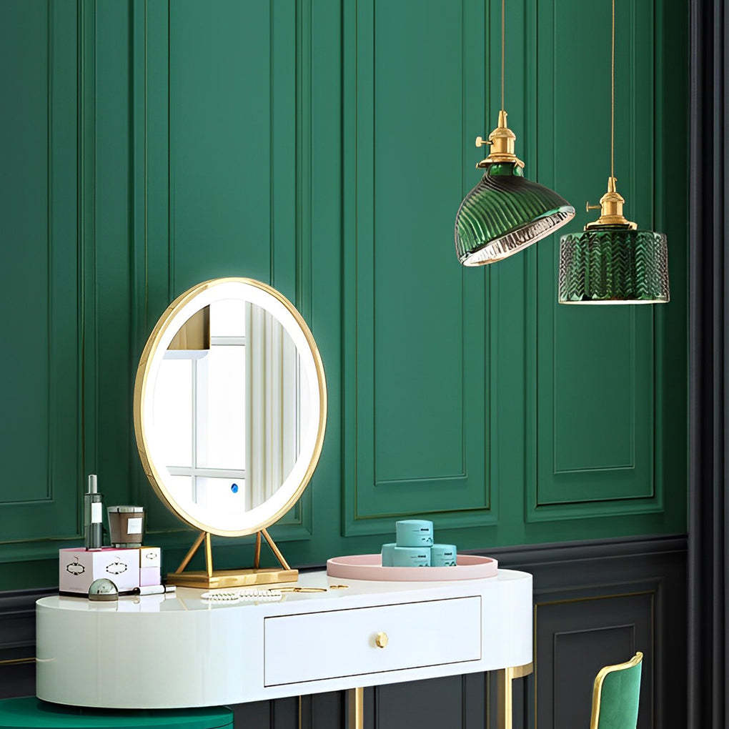LED Copper Glass Green Retro Nordic Pendant