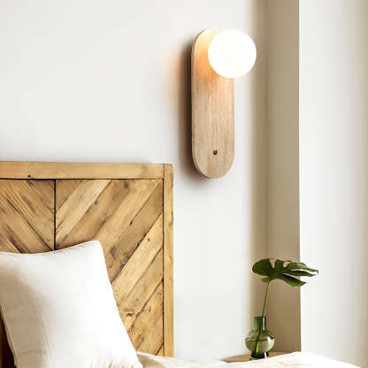 Round Long Yellow Travertine LED Wabi-sabi Japanese Style Wall Lights Fixture-Lighom