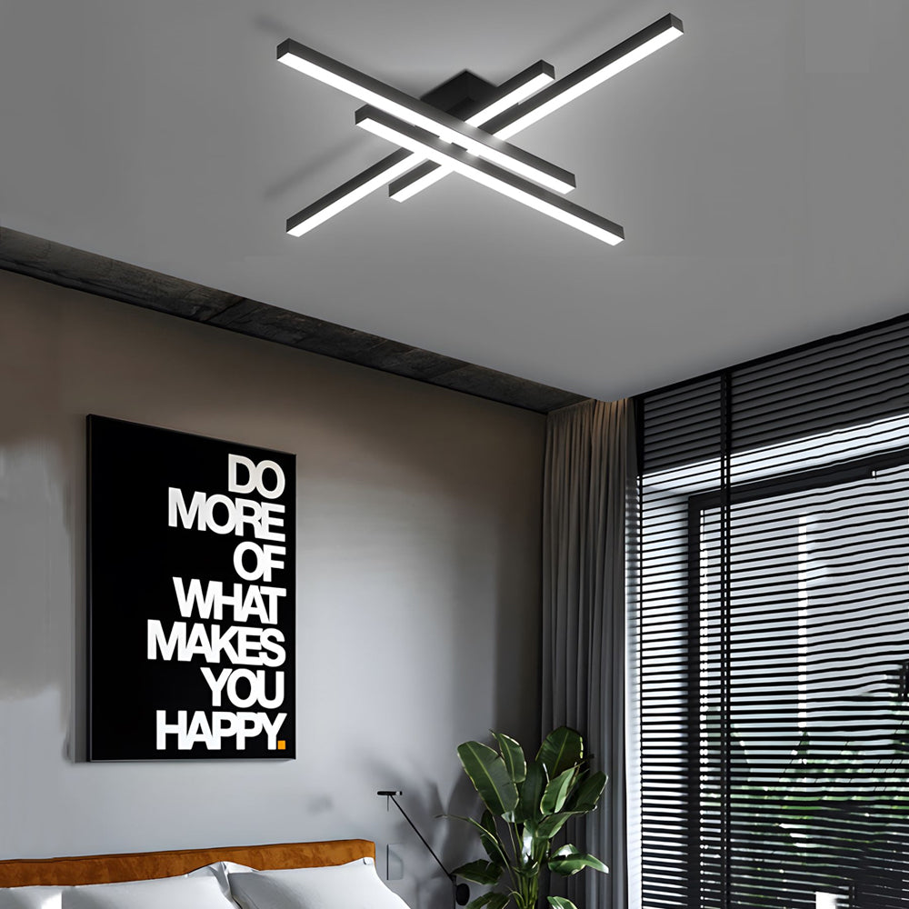 4-Light Modern Linear Parallax LED Flush Mount Ceiling Light