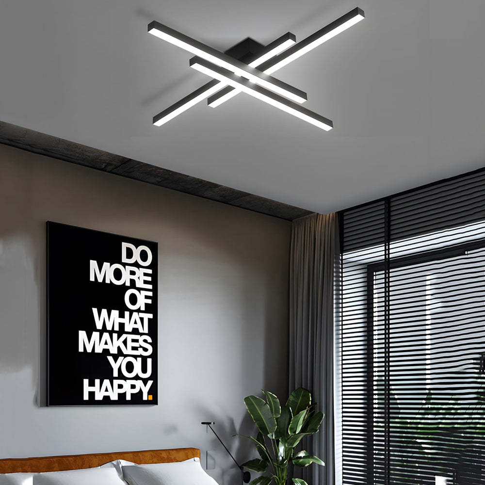 4-Light Modern Linear Parallax LED Flush Mount Ceiling Light