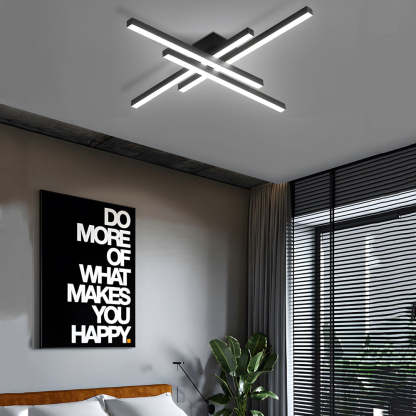 4-Light Modern Linear Parallax LED Flush Mount Ceiling Light