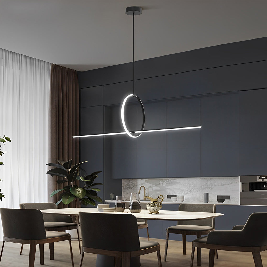 Lighom modern strip ring black pendant lighting — Warm White (3000K)