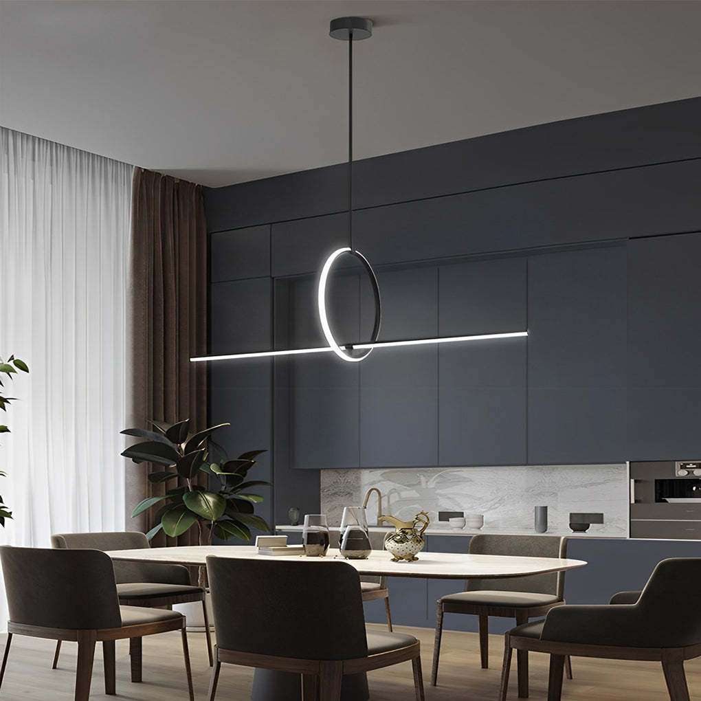 Long Strip Ring Dimmable Minimalist LED Chandelier