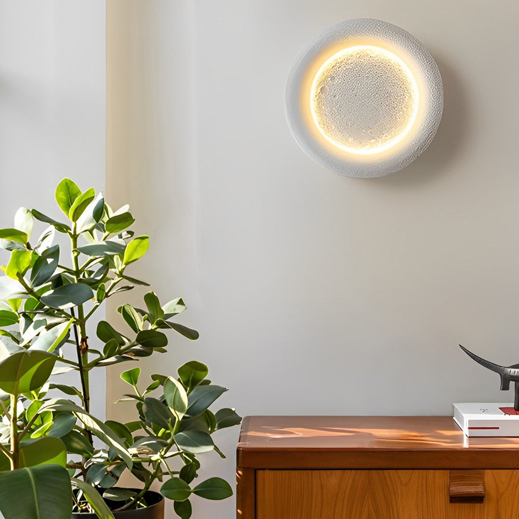 White resin synthetic ceramic round moon wall sconces - modern