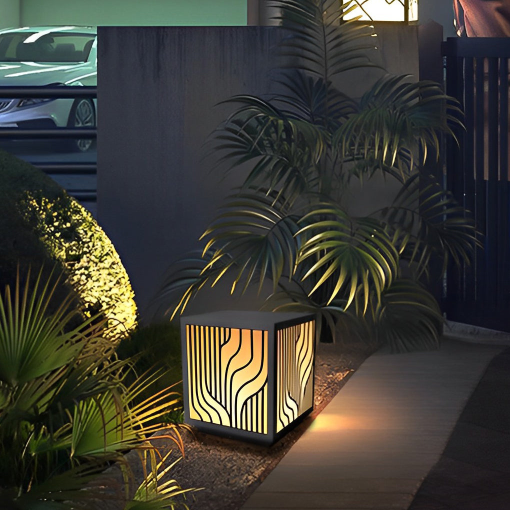 Square Creative LED Waterproof Modern Outdoor Fence Post Lights Pillar Light-Lighom