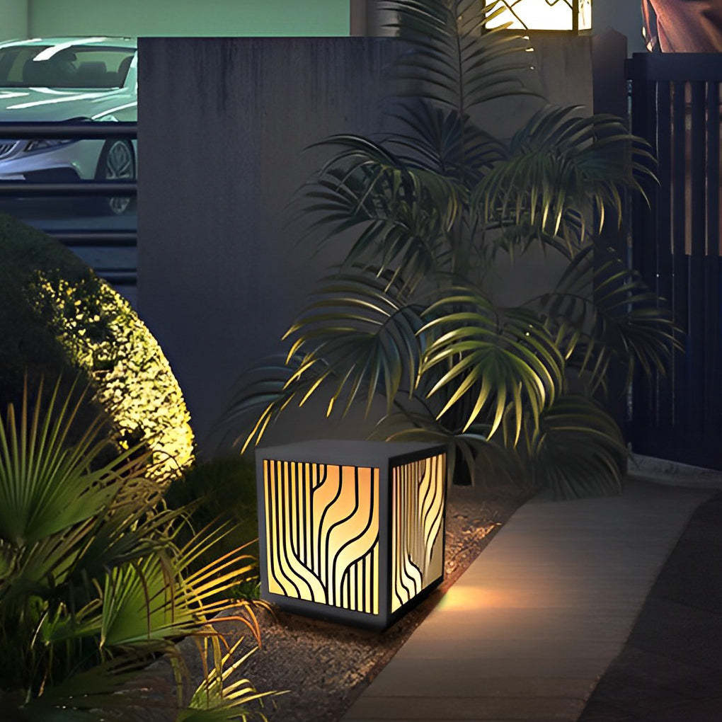 Square Creative LED Waterproof Modern Outdoor Fence Post Lights Pillar Light-Lighom