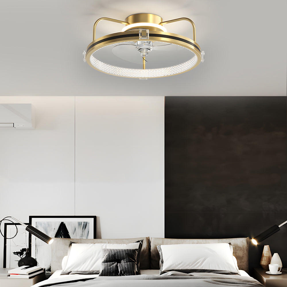 Modern silent round ceiling fans in synthetic metal acrylic