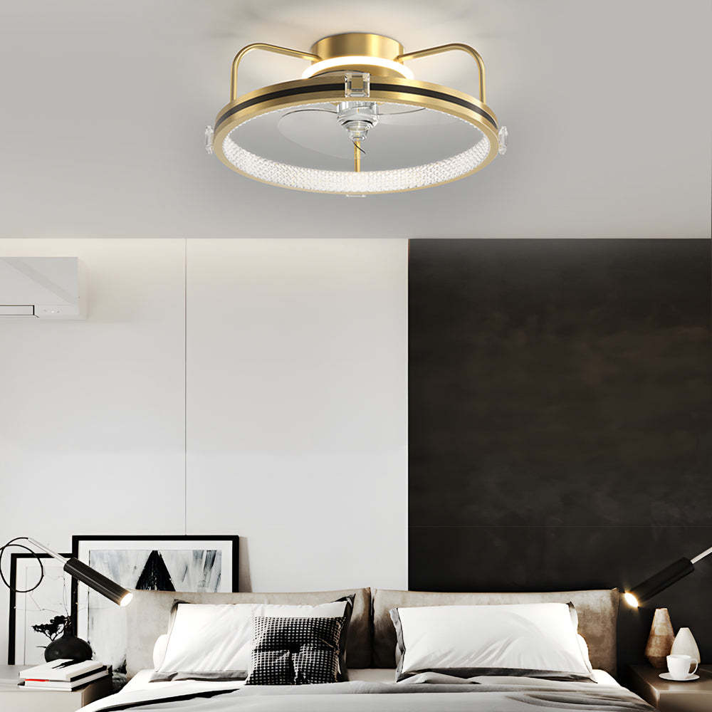 Round Mute 3-Step LED Silent Flush Mount Ceiling Fan