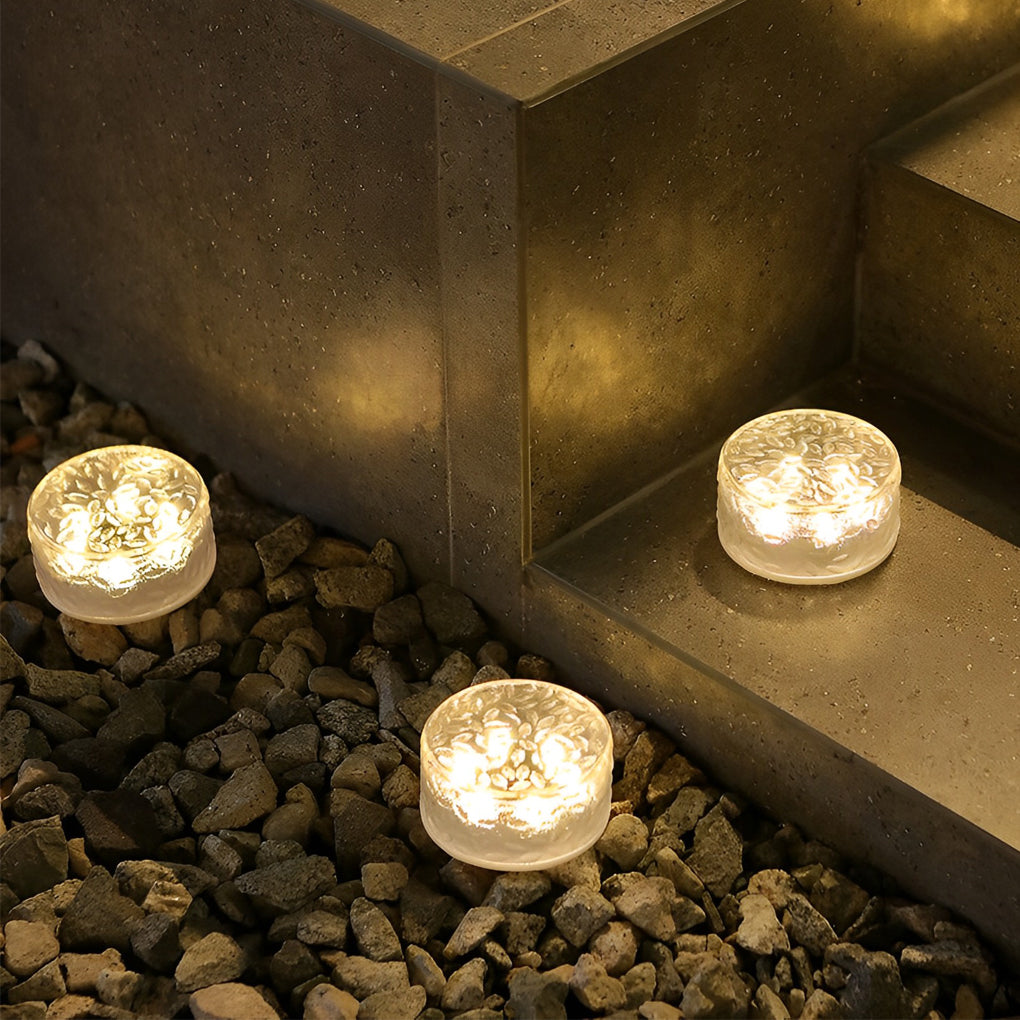 4 Pcs Integrated LED Round Ice Bricks Lights Steps Lighting for Christmas Ambience-Lighom