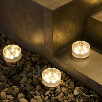 4 Pcs Integrated LED Round Ice Bricks Lights Steps Lighting for Christmas Ambience-Lighom