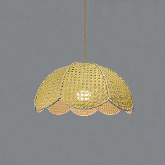 Nordic Rattan Scallop Dome Pendant Light