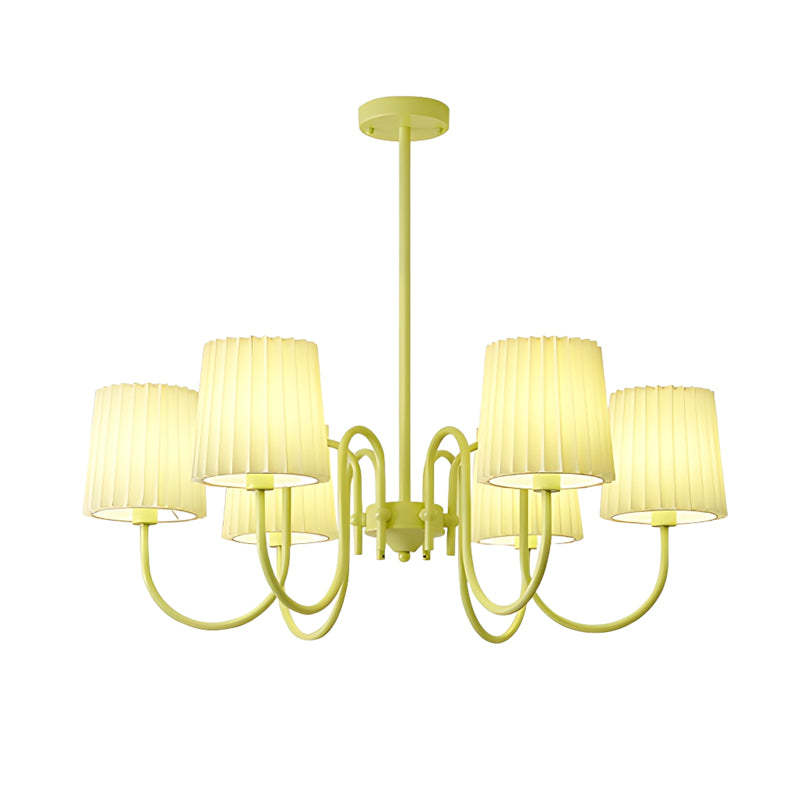 Pleated Fabric Retro Pastoral Green French Style Chandelier Hanging Lights-Lighom