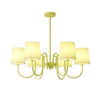 Pleated Fabric Retro Pastoral Green French Style Chandelier Hanging Lights-Lighom
