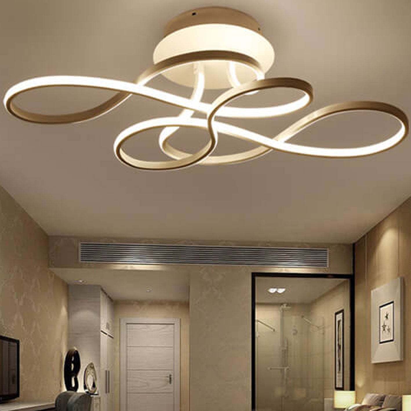 Minimalist Aluminum Acrylic Line LED Flush Mount Light