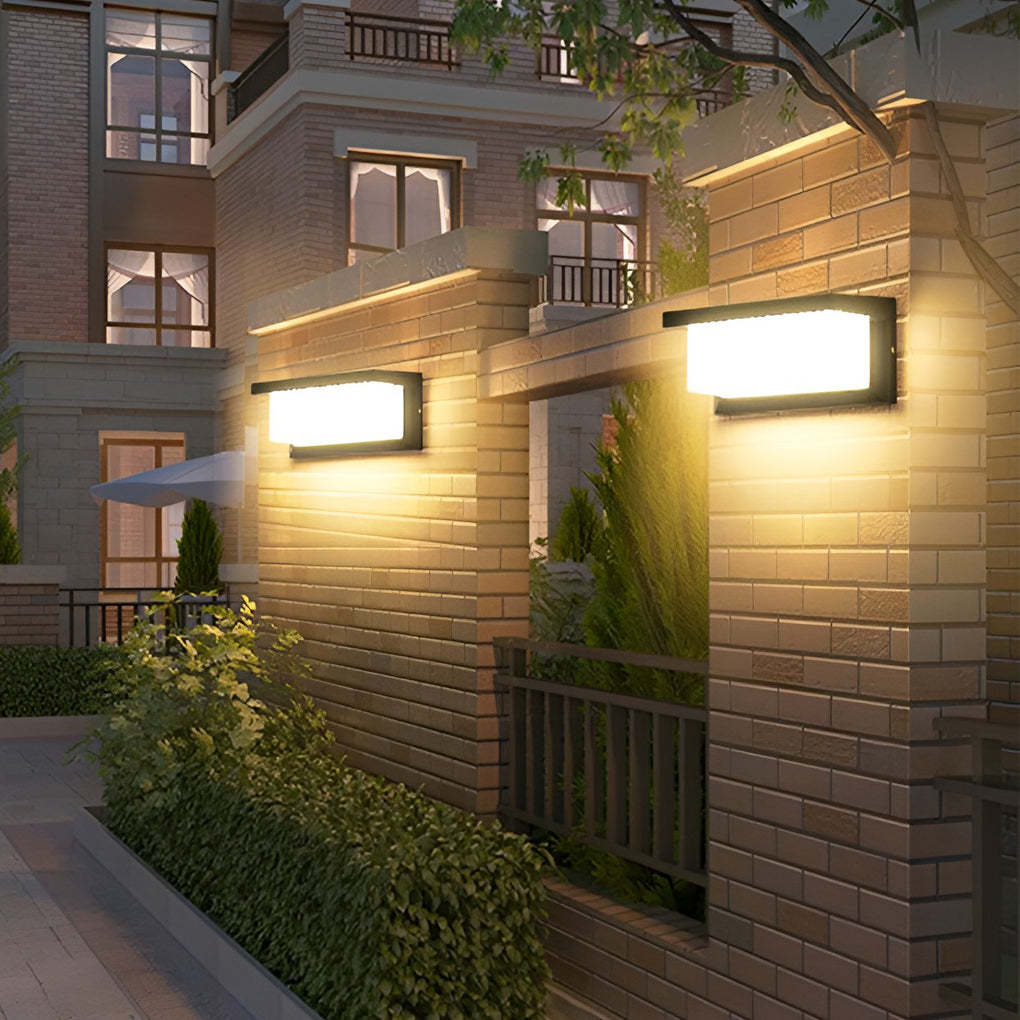 Rectangle Light-Control Black Modern Solar Sconce